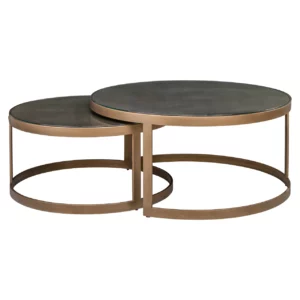 Alternative view of Salontafel Bloomville Brass Shagreen Incl. Glass Tops (Set Of 2)