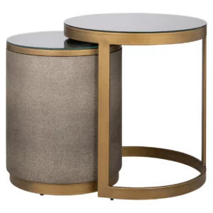 Alternative view of Bijzettafel Bloomville Brass Shagreen Incl. Glass (Set Of 2)