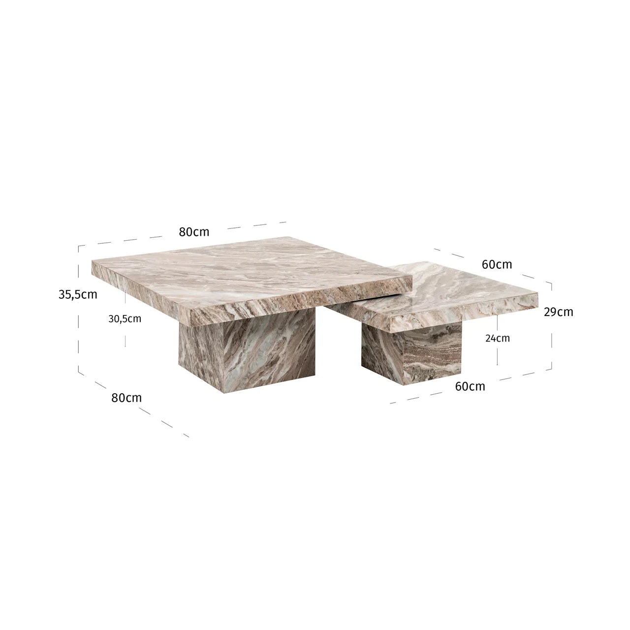 Salontafel Rashford Blush Beige (Set Of 2) - Afbeelding 5