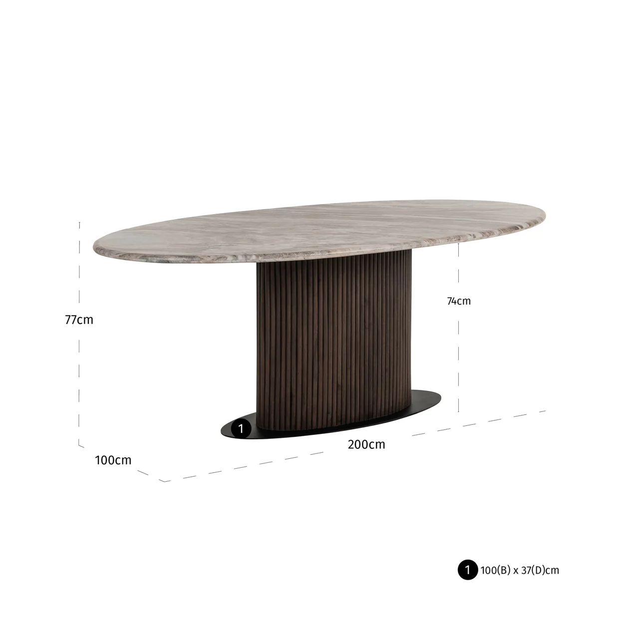 Eettafel Rashford Blush Beige Oval 200 - Afbeelding 6