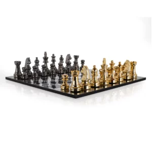 Decoratief Spel Saray Black/Gold Chessboard