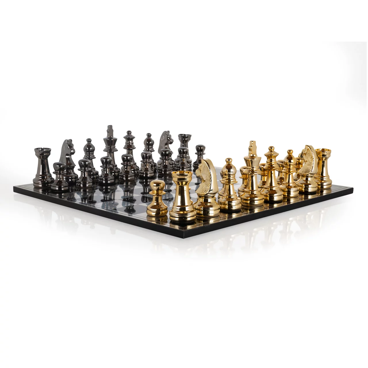 Decoratief Spel Saray Black/Gold Chessboard