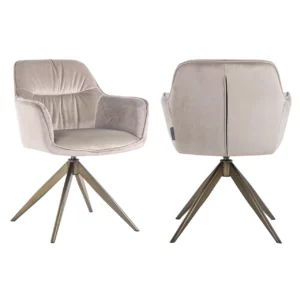 Eetkamerstoel Aline Khaki Velvet Swivel Fire Retardant