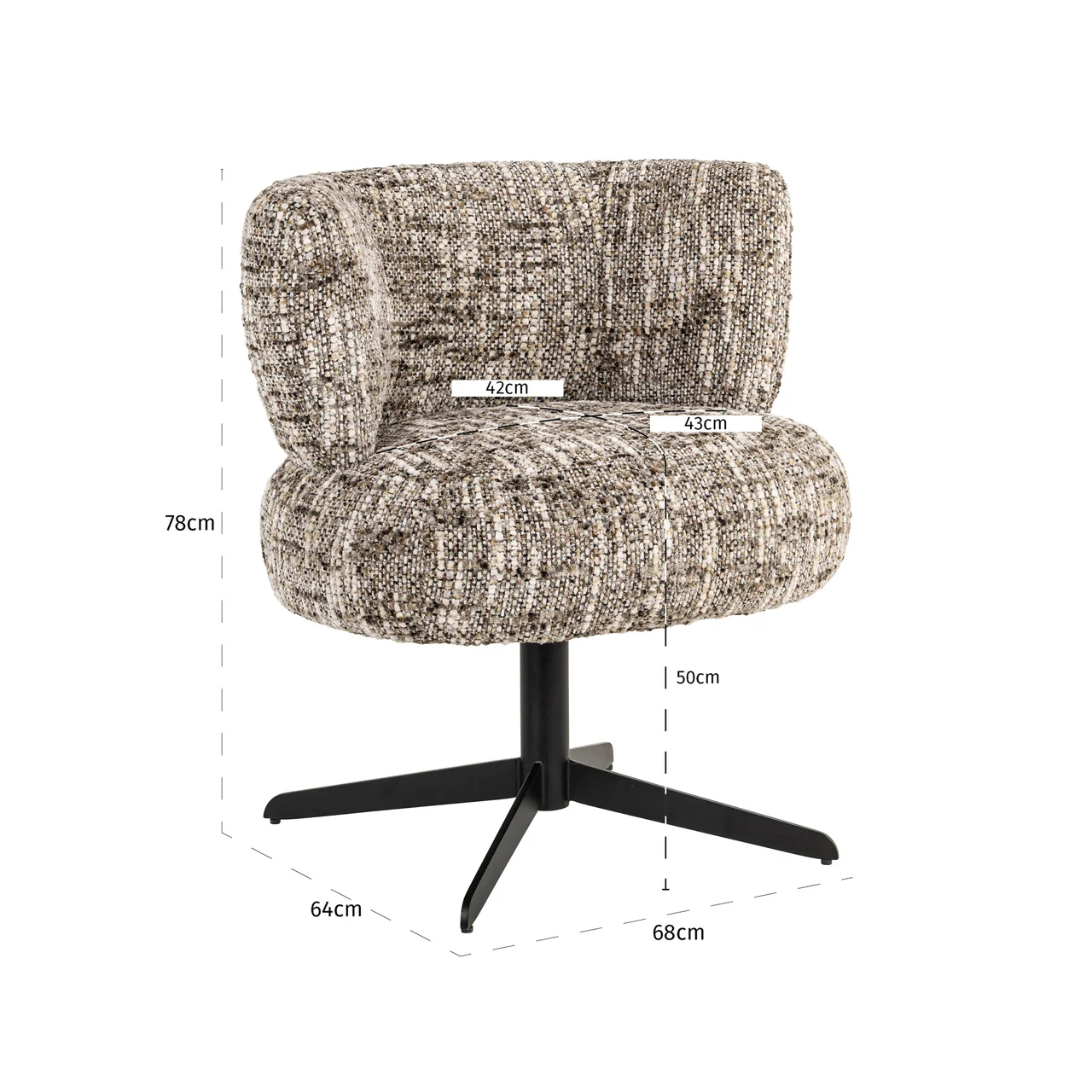 Eetkamerstoel Alexis Brown Omara Swivel - Afbeelding 6