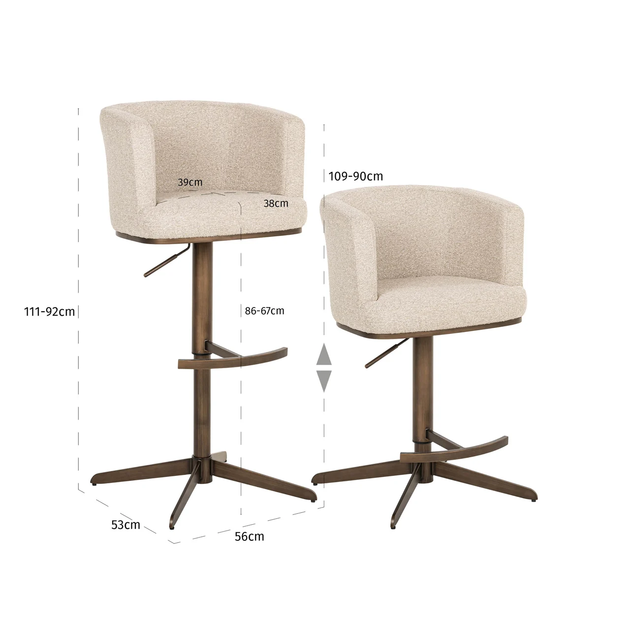Barstoel Cheyenne Biscotti Swivel - Afbeelding 16