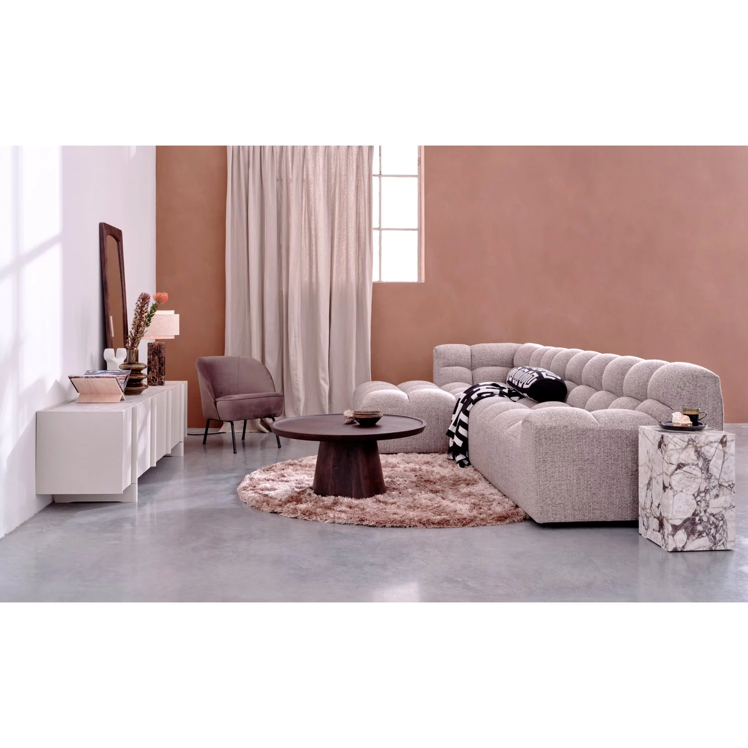 Loungebank Allure Geweven Stof, Kleur Bruin Melange - Afbeelding 2