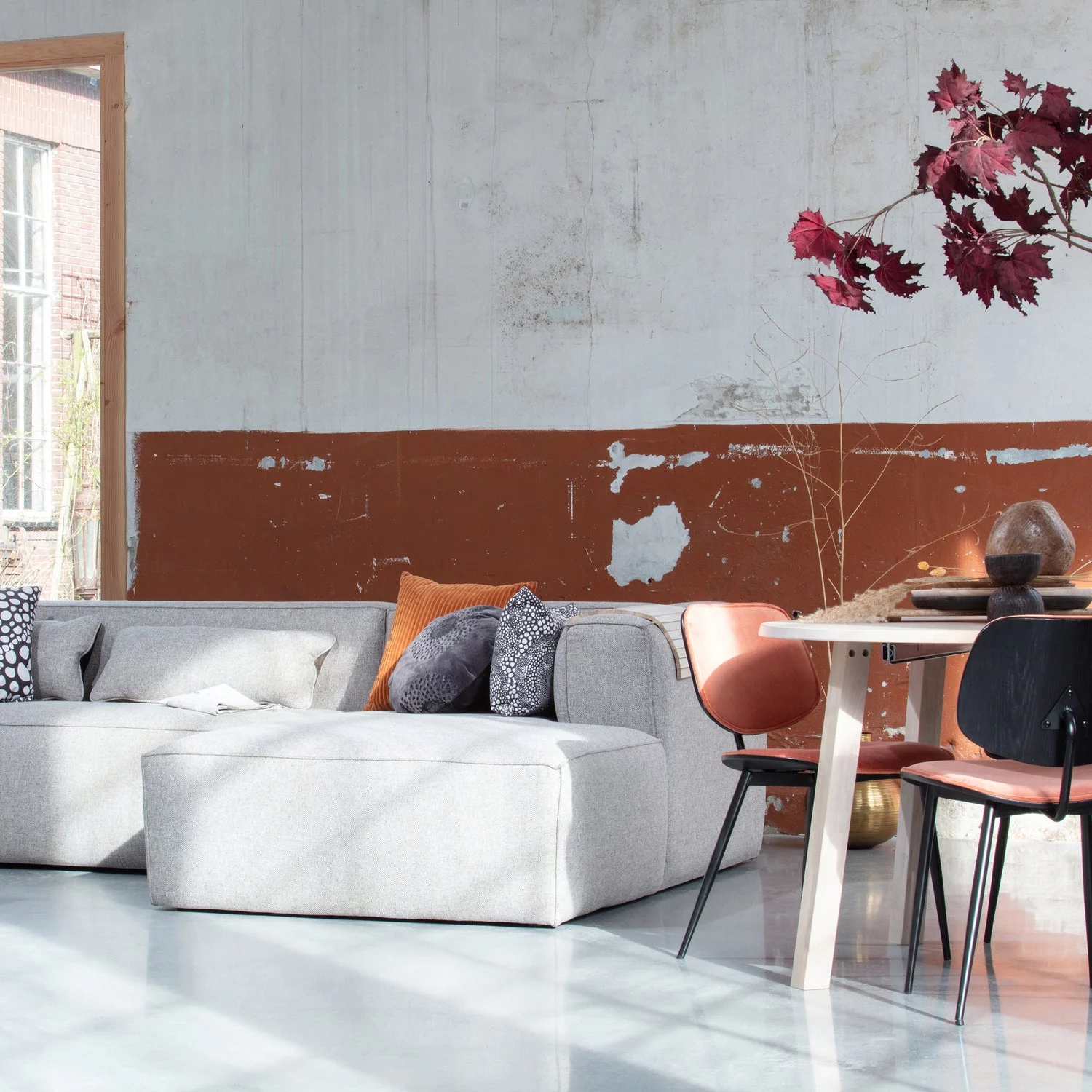 Loungebank Bean Melange, Kleur Lichtgrijs - Afbeelding 2
