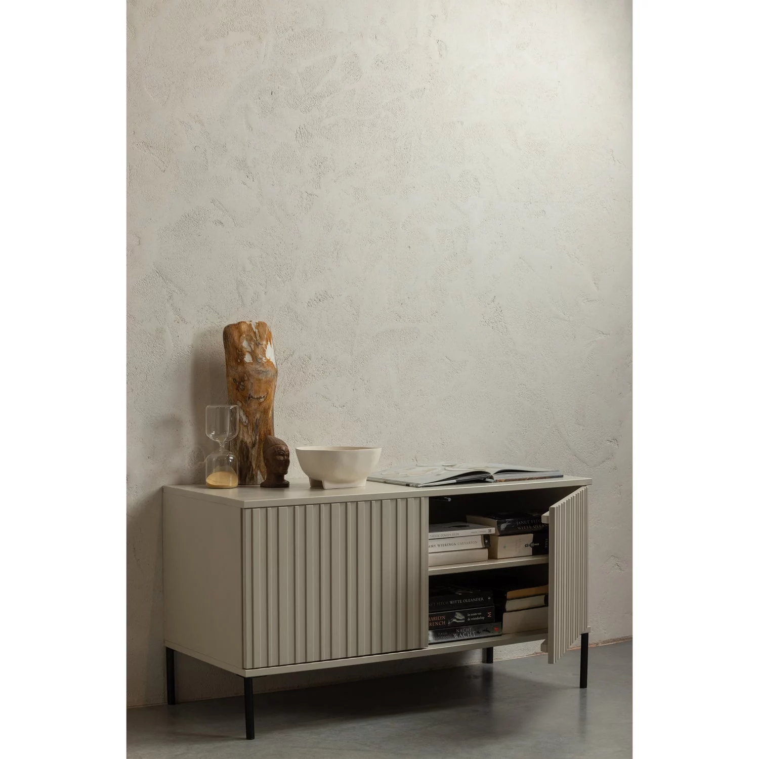 Tv-Meubel New Gravure Grenenhout, Kleur Dust - Afbeelding 3