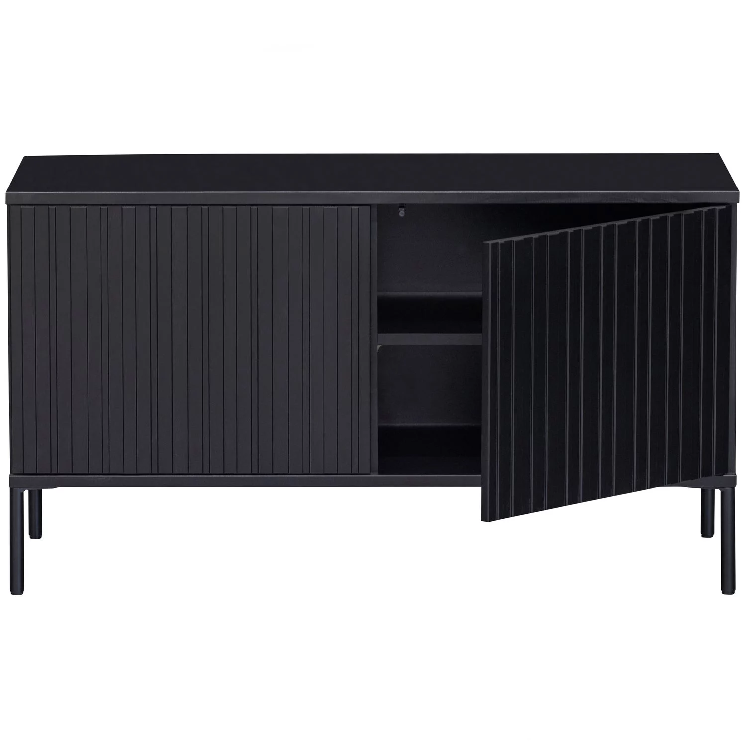 Tv-Meubel New Gravure Grenen, Kleur Zwart - Afbeelding 5