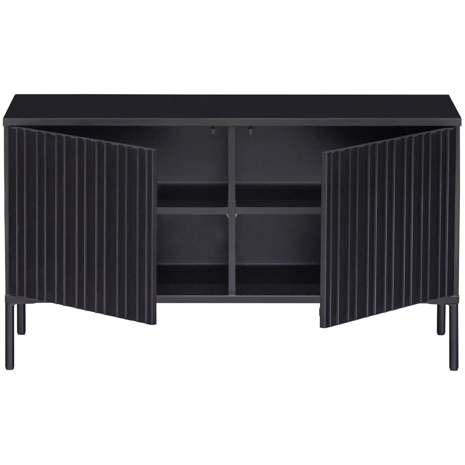 Tv-Meubel New Gravure Grenen, Kleur Zwart - Afbeelding 6