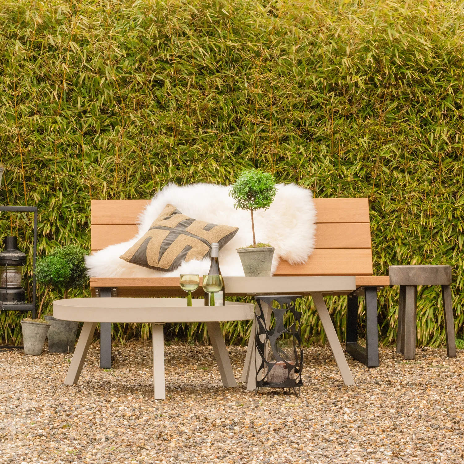 Banco Tuinbank Ayous Hout/Metaal Naturel [Fsc] - Afbeelding 2