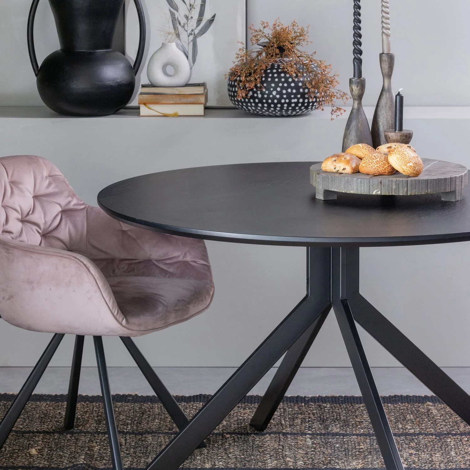 Bruno Eettafel Rond Mdf Zwart O120 Cm - Afbeelding 2
