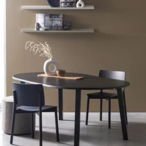 Alternative view of Lange Jan Uitschuifbare Eettafel Rond Eiken Blacknight [Fsc]