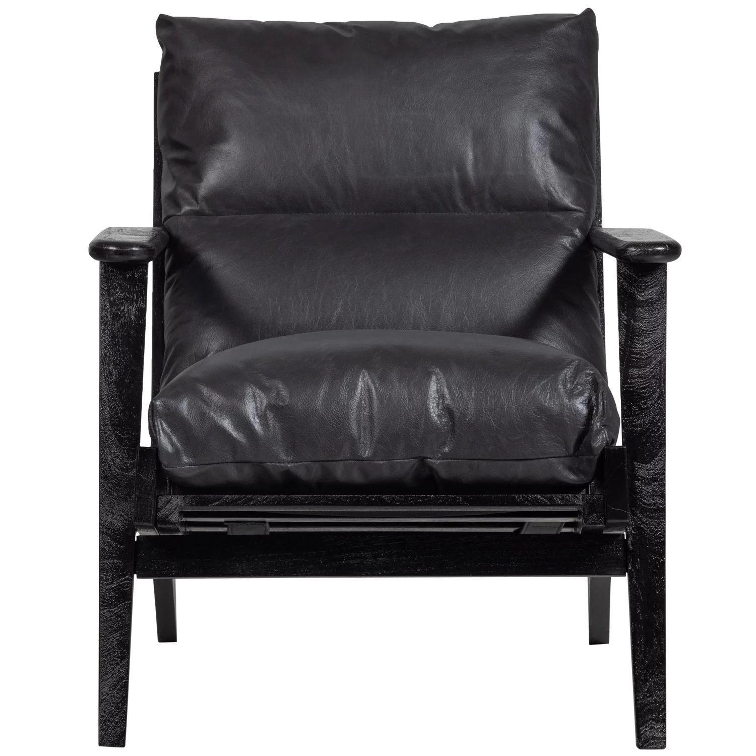 Houston Fauteuil Leer/Hout Zwart - Afbeelding 4
