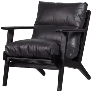 Houston Fauteuil Leer/Hout Zwart