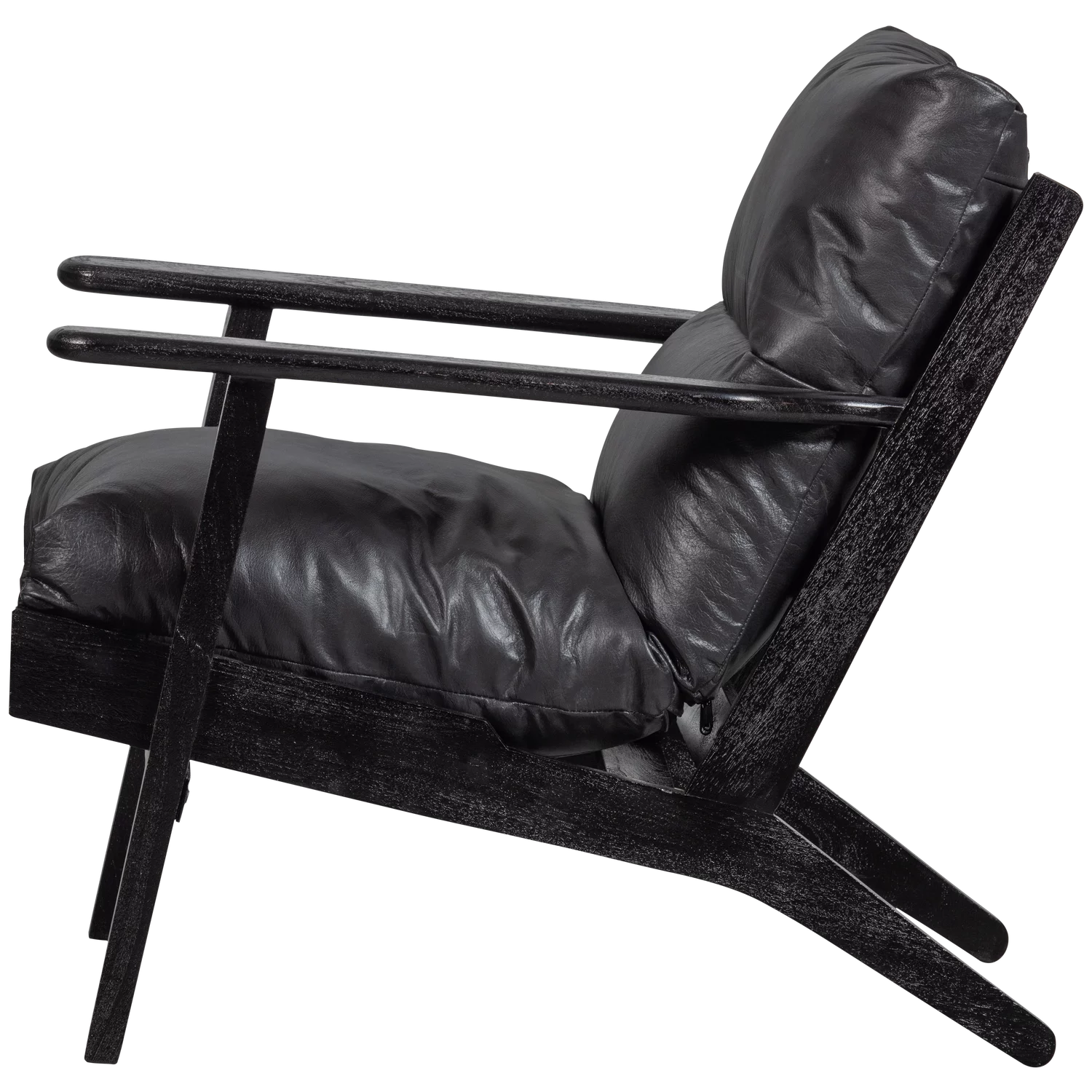 Houston Fauteuil Leer/Hout Zwart - Afbeelding 5