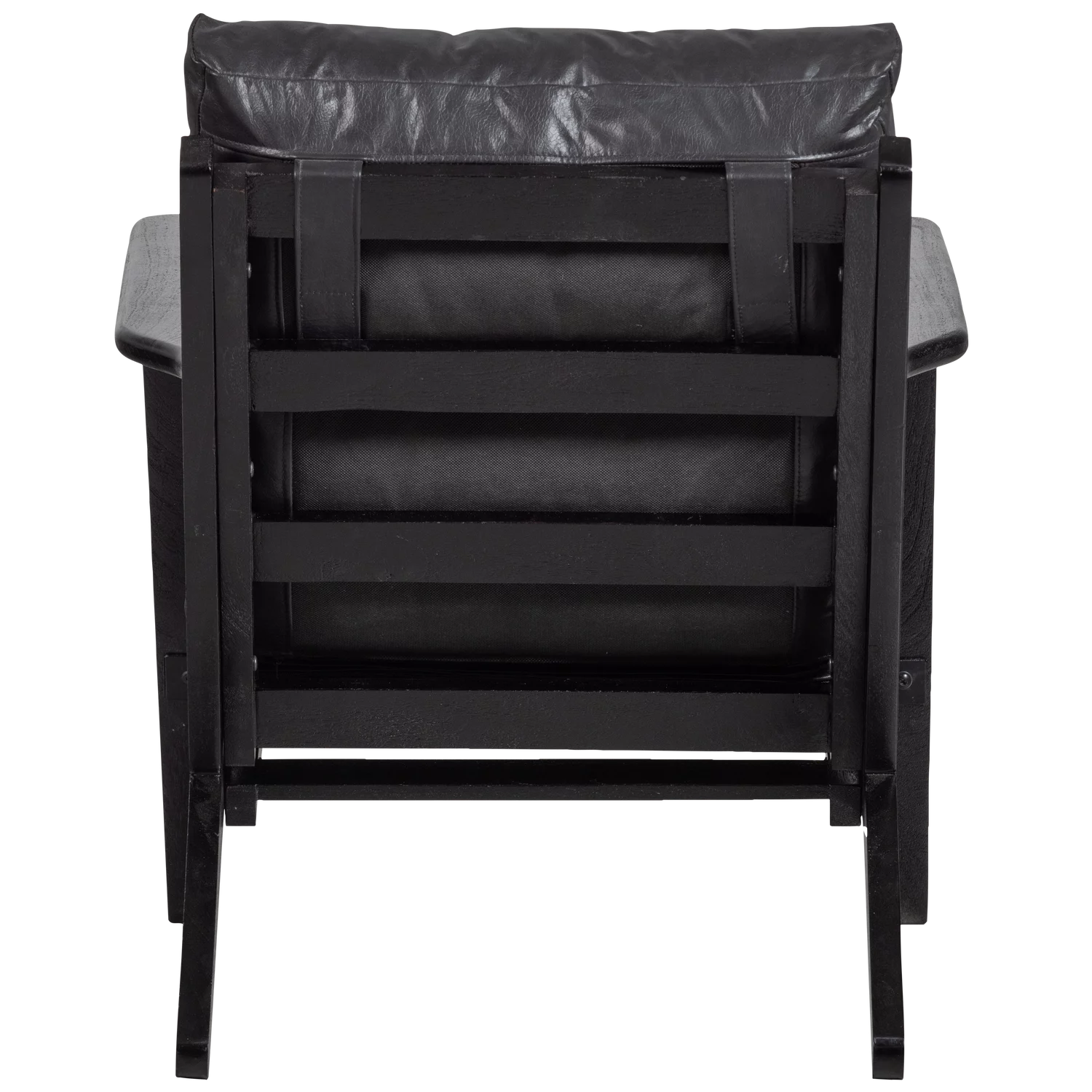 Houston Fauteuil Leer/Hout Zwart - Afbeelding 6