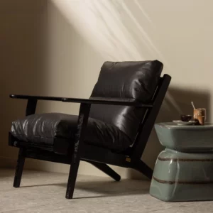 Alternative view of Houston Fauteuil Leer/Hout Zwart