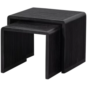 Willa Bijzettafels Recycled Teak Zwart - Set Van 2