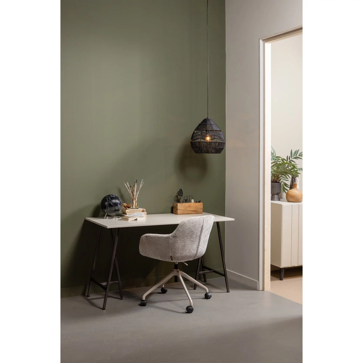 Morros Bureaustoel Chenille Taupe - Afbeelding 2