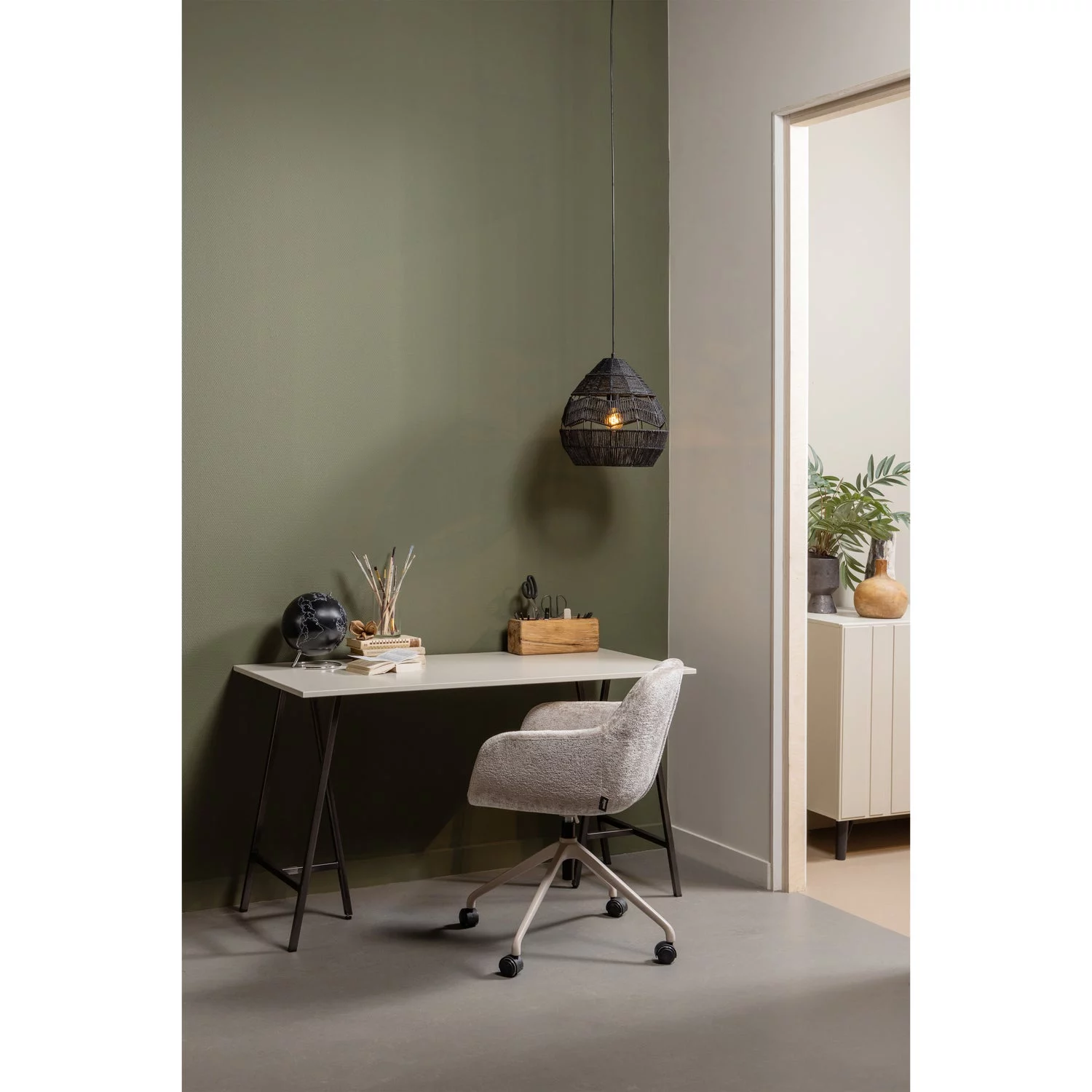 Morros Bureaustoel Chenille Taupe - Afbeelding 3