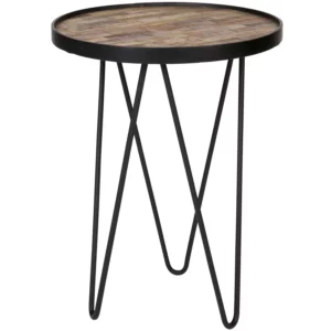 Lev Bijzettafel Teakhout/Metaal Naturel/Zwart