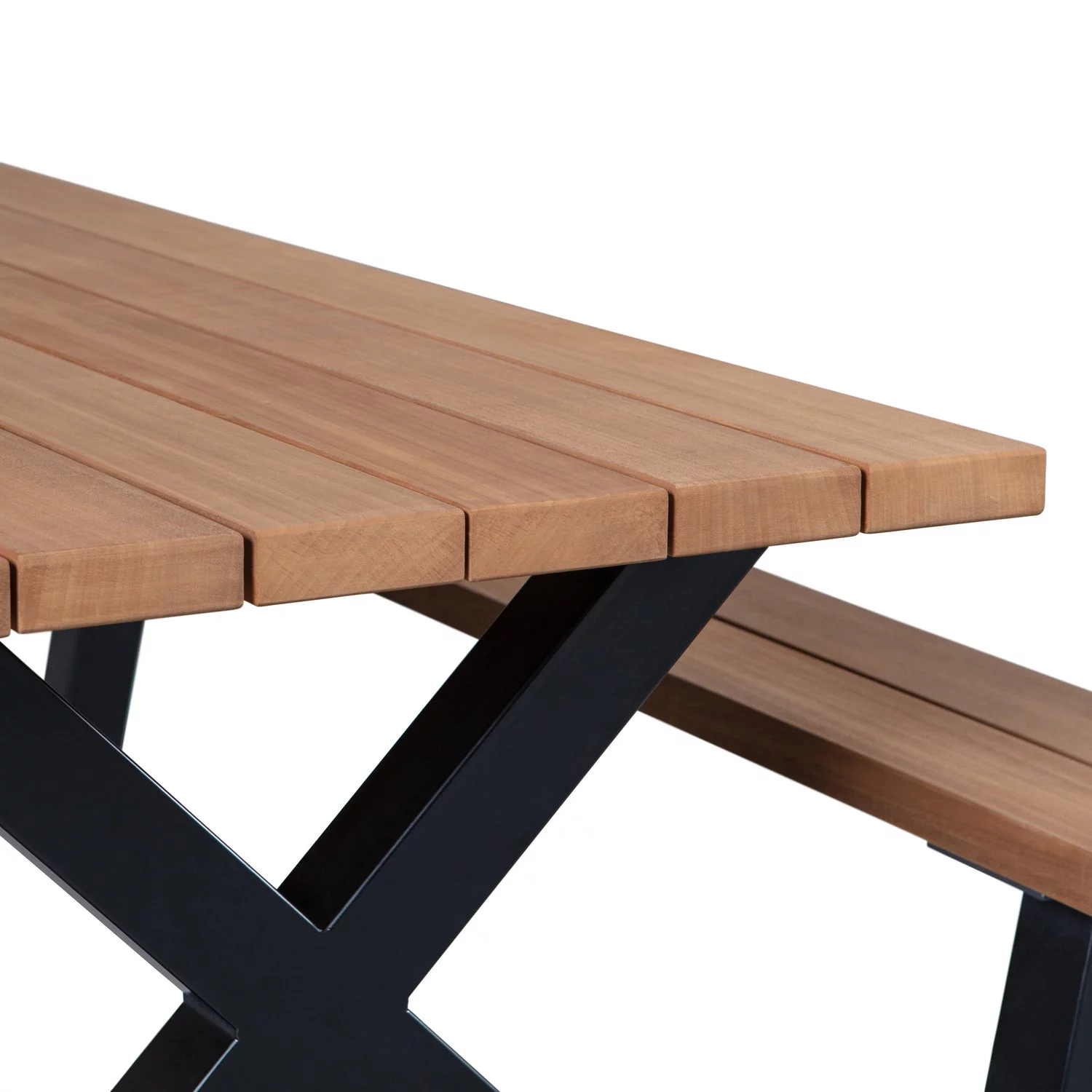 Tablo Tuin Picknicktafel Ayous Zwart X-Poot Metaal [Fsc] - Afbeelding 6