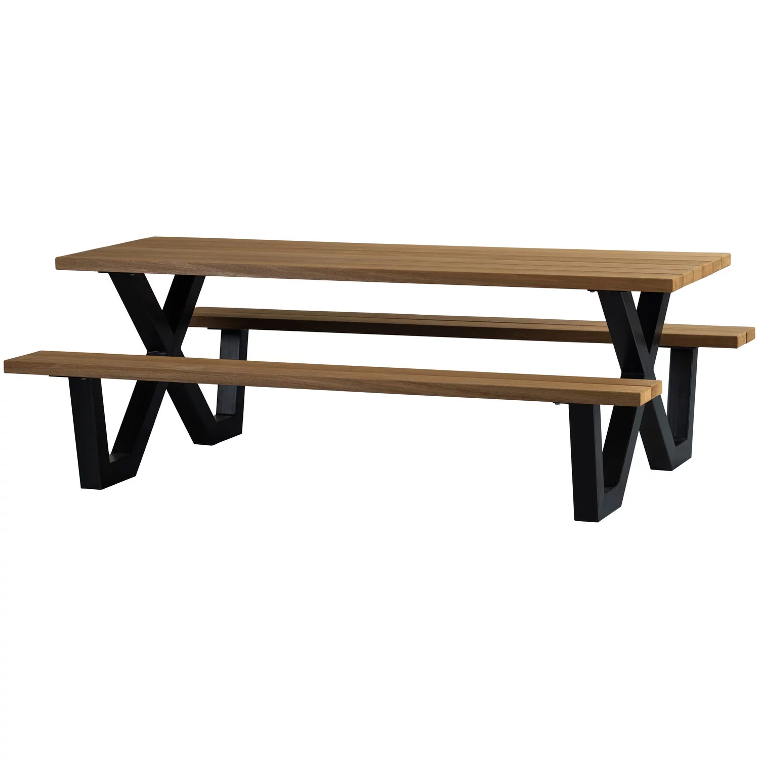 Tablo Tuin Picknicktafel Ayous Zwart X-Poot Metaal [Fsc]