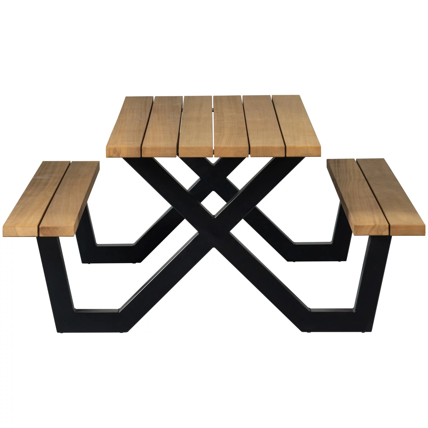 Tablo Tuin Picknicktafel Ayous Zwart X-Poot Metaal [Fsc] - Afbeelding 5