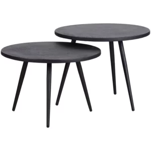 Suze Bijzettafels Hout/Metaal Zwart - Set Van 2
