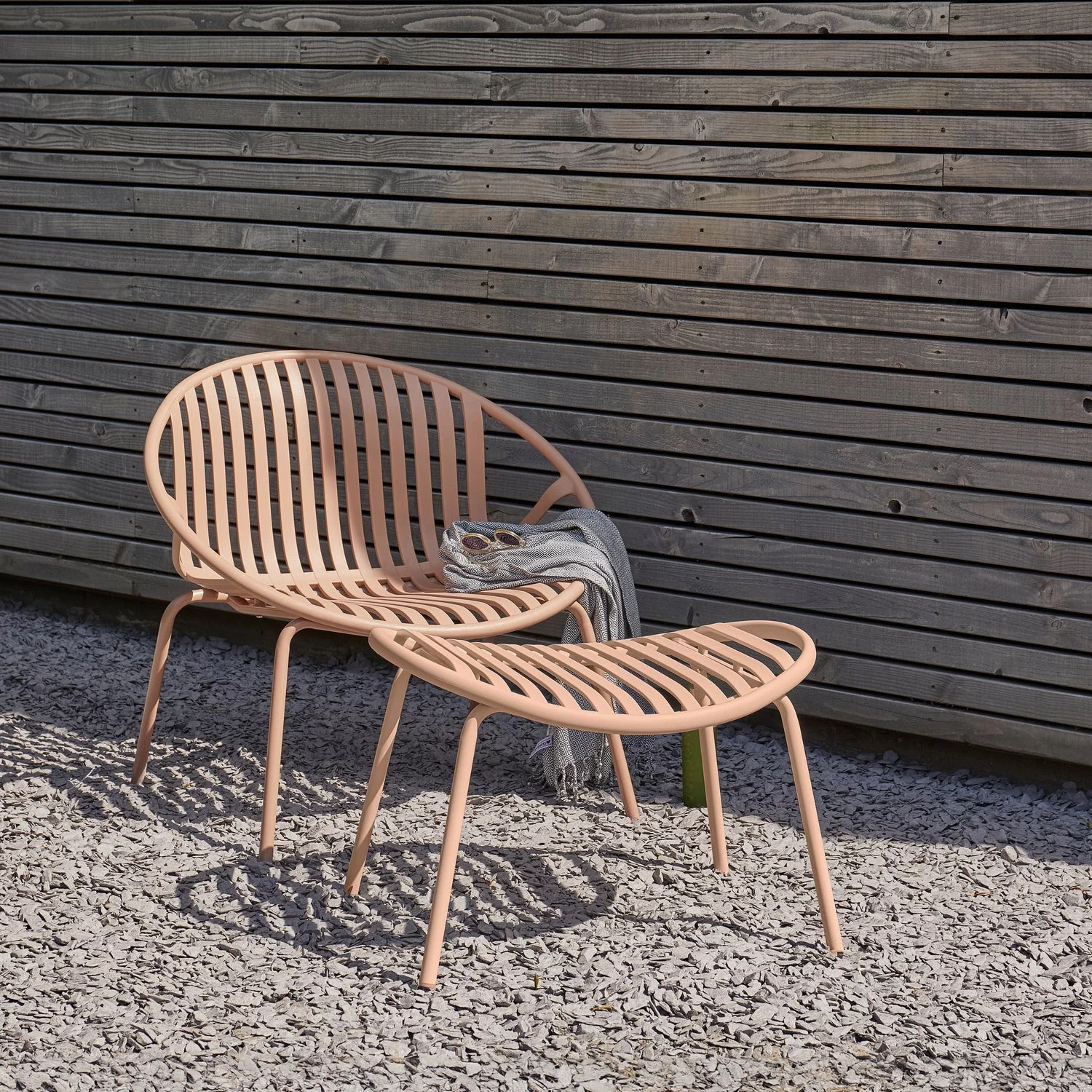 Bruce Tuin Loungestoel + Hocker Pp/Metaal Zalmroze - Afbeelding 2