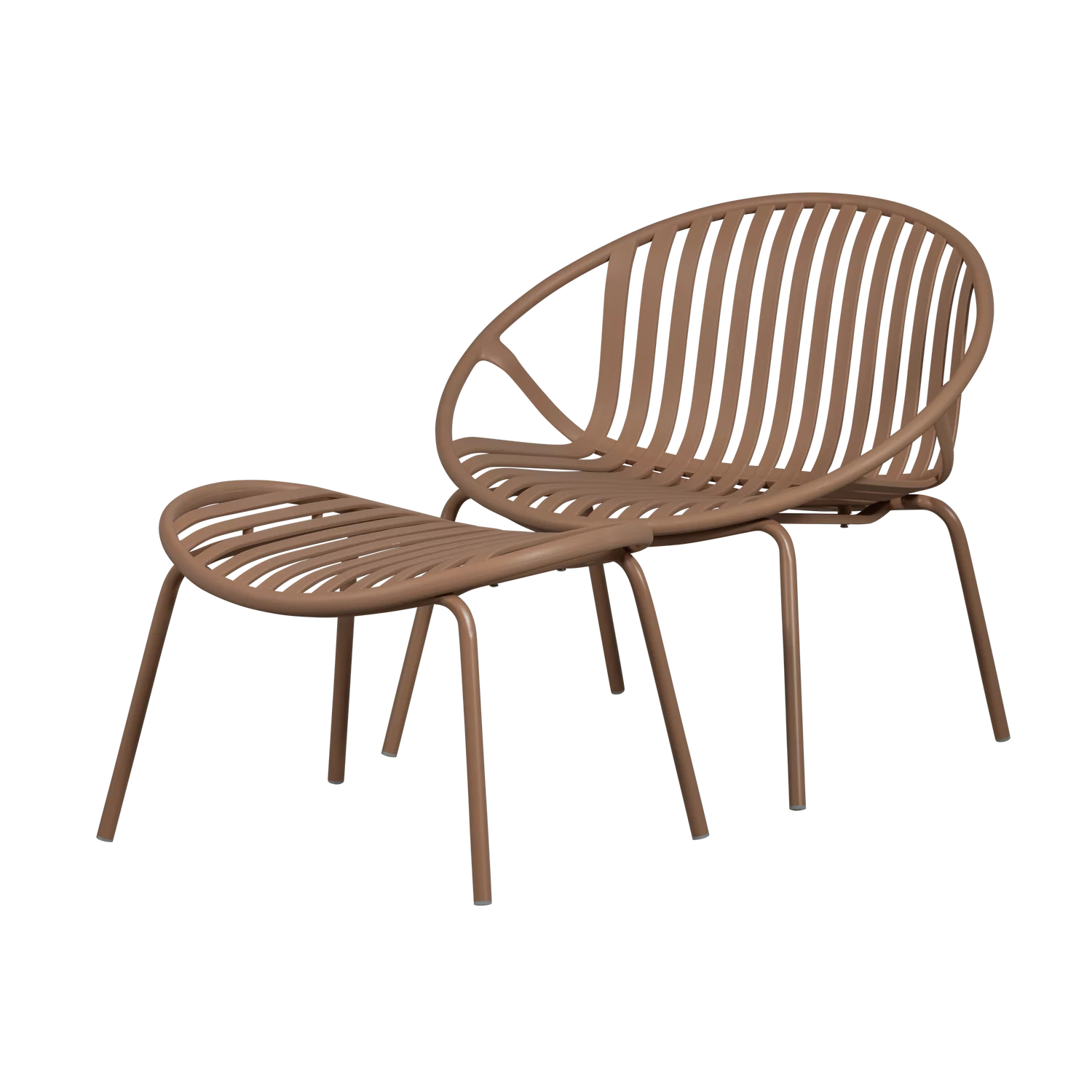 Bruce Tuin Loungestoel + Hocker Pp/Metaal Zalmroze