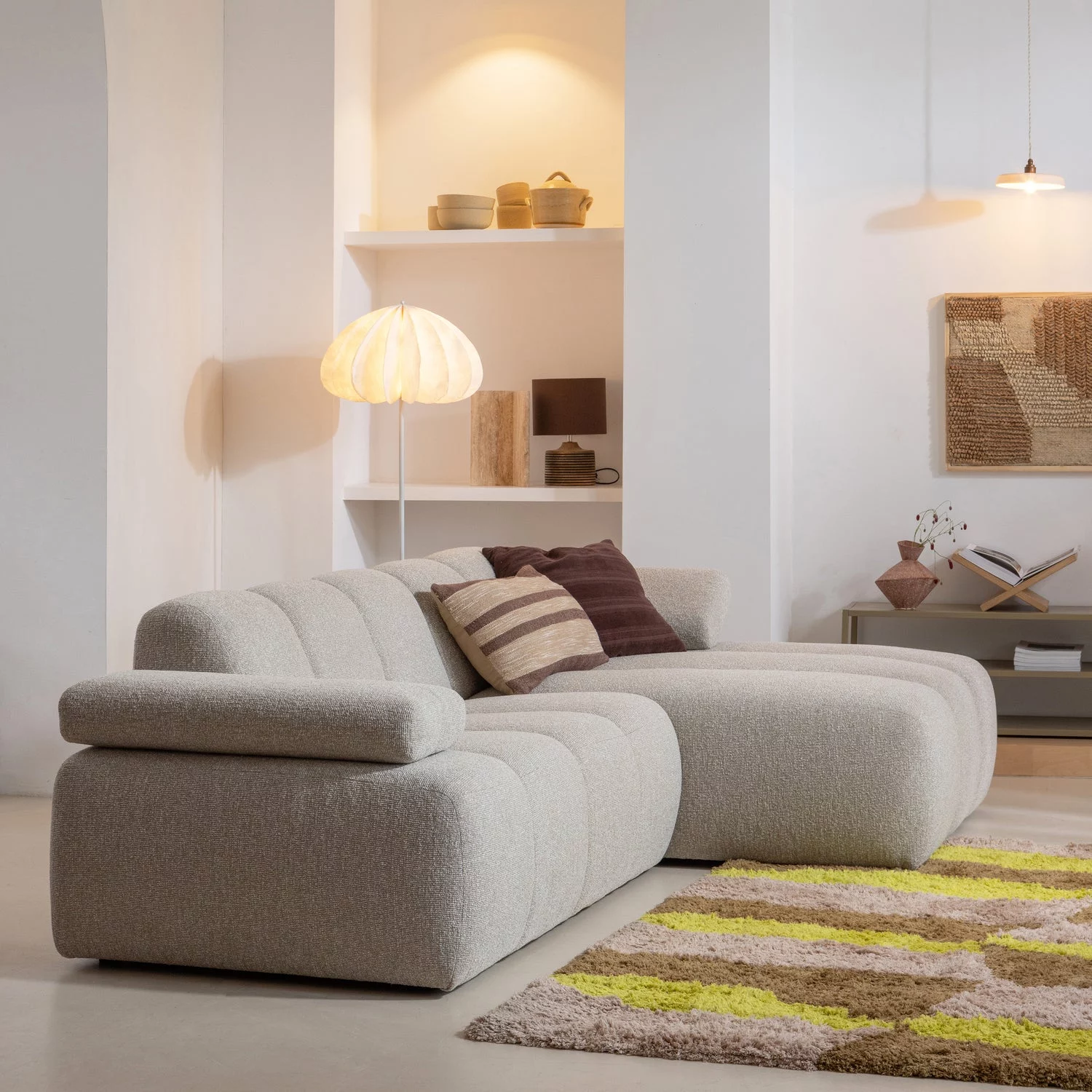 Loungebank Mojo Bouclé, Kleur Beige Melange - Afbeelding 2