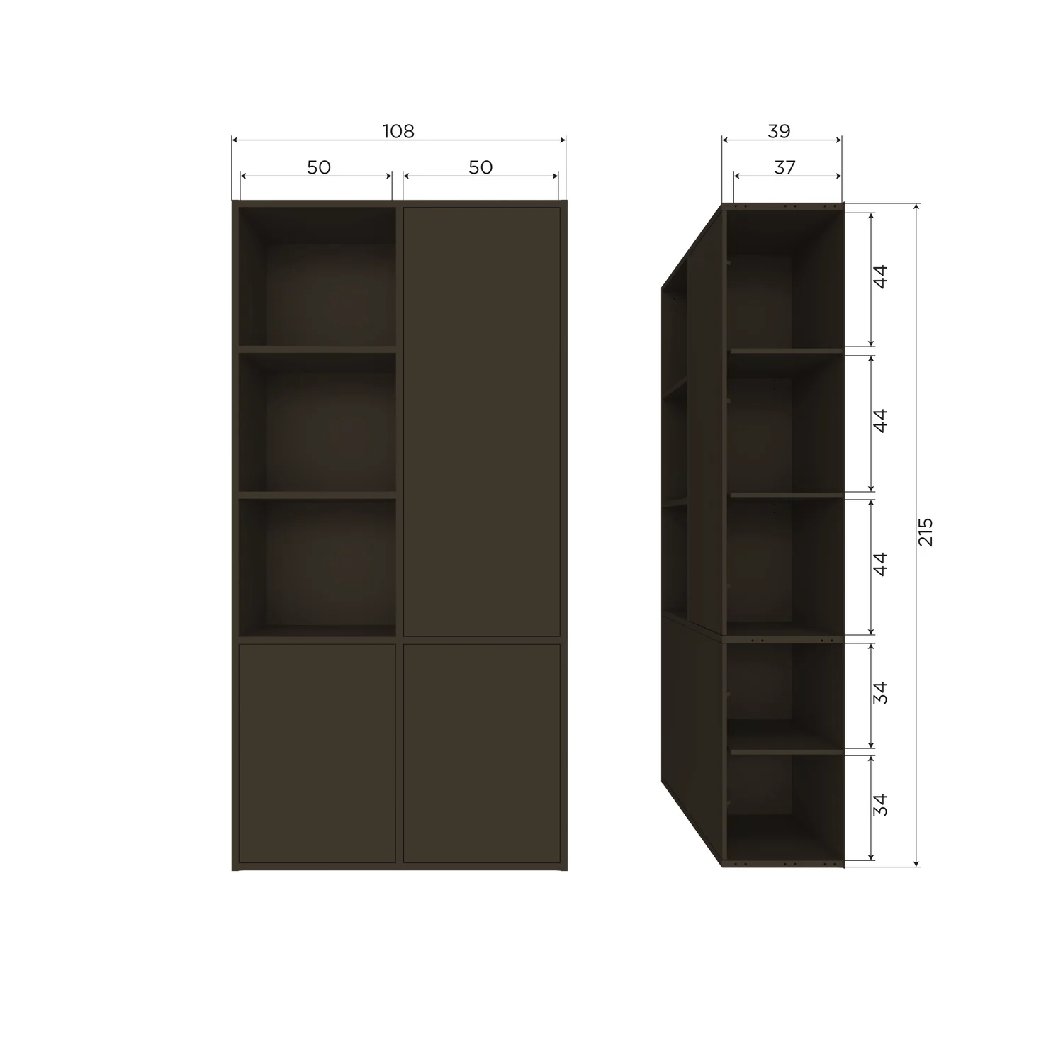 Opbergkast Meggy 215 X 108, Kleur Middenbruin - Afbeelding 9