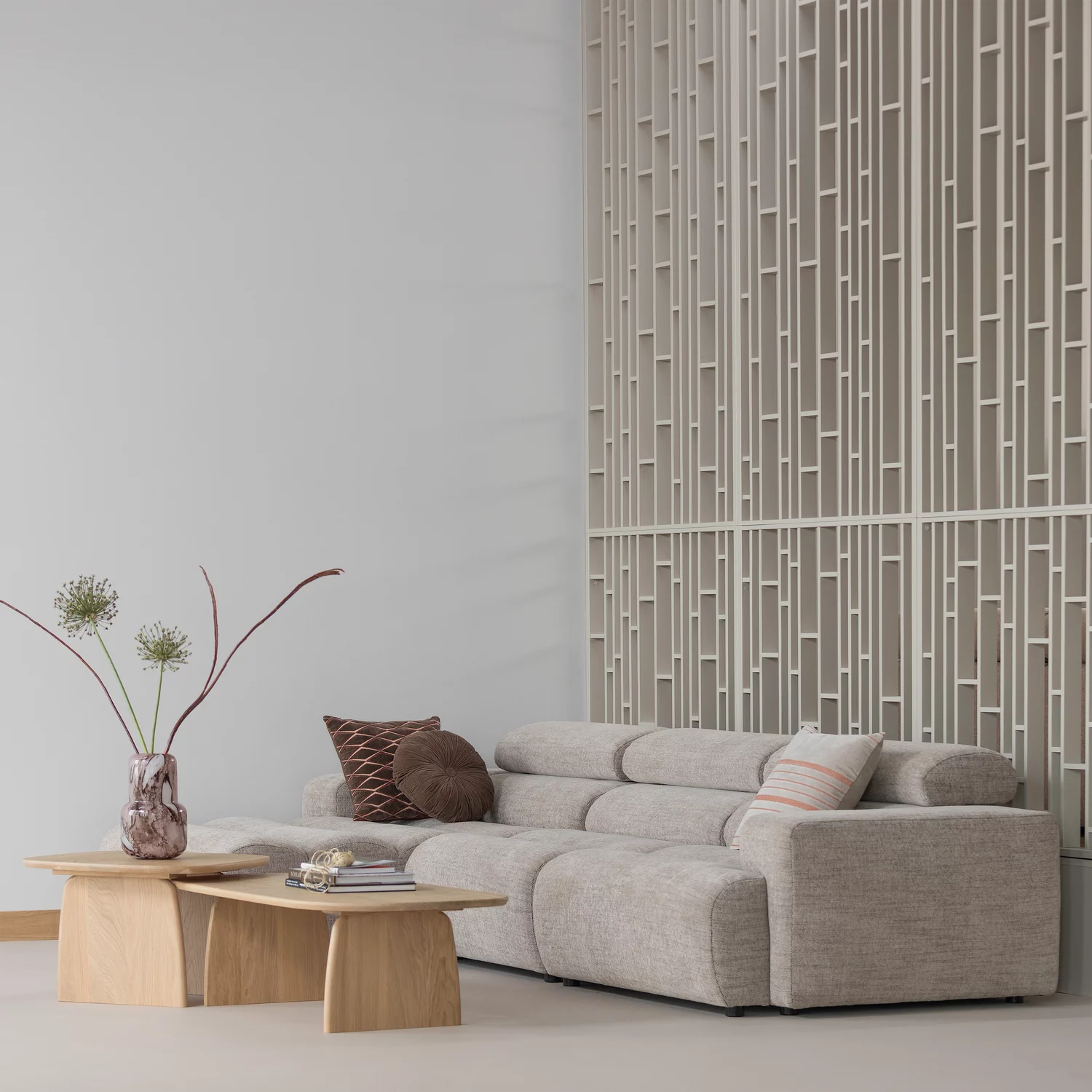 Loungebank Novi Geweven Melange Stof, Kleur Naturel - Afbeelding 3