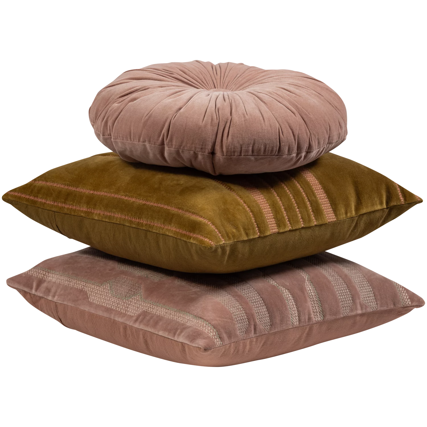 Feis Kussens Velvet Roze/Naturel - Set Van 3