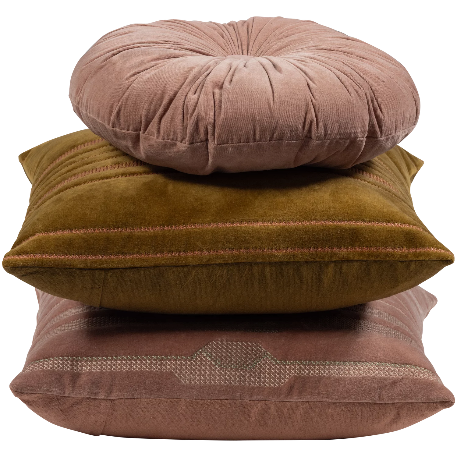 Feis Kussens Velvet Roze/Naturel - Set Van 3 - Afbeelding 4