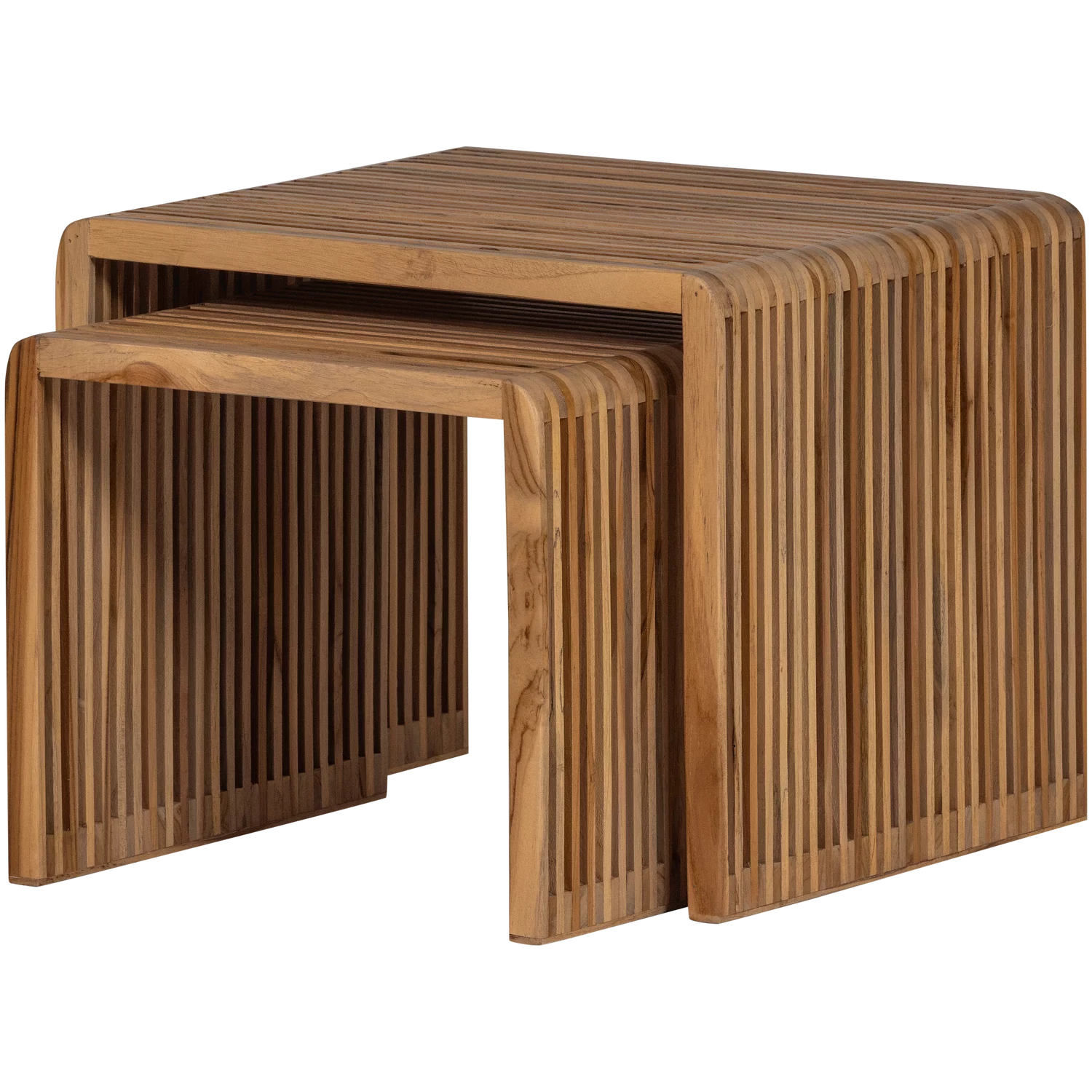 Jasmijn Bijzettafel Recycled Teak Naturel - Set Van 2