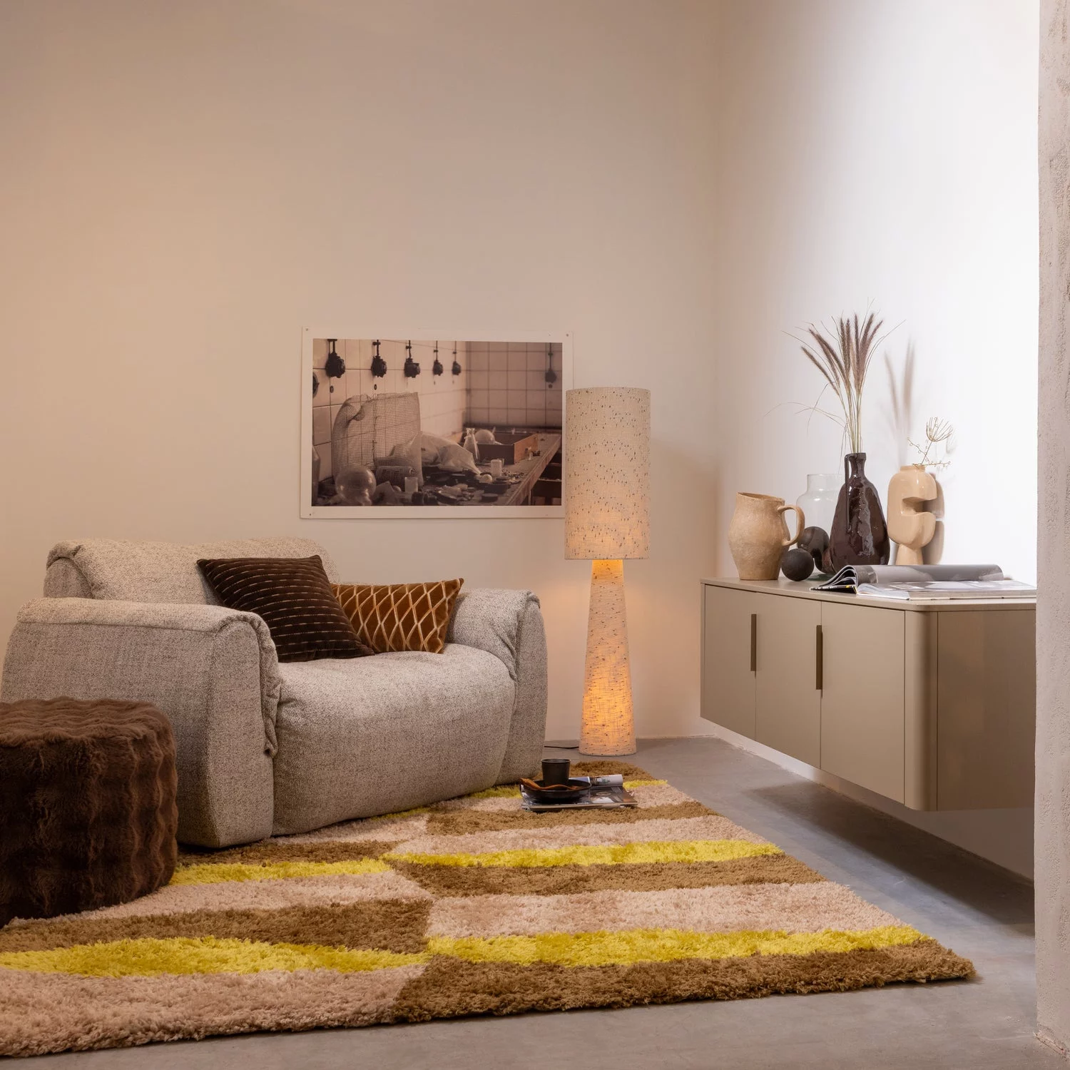 Vloerlamp Loft Bouclé Met Dessin, 130Cm - Afbeelding 2