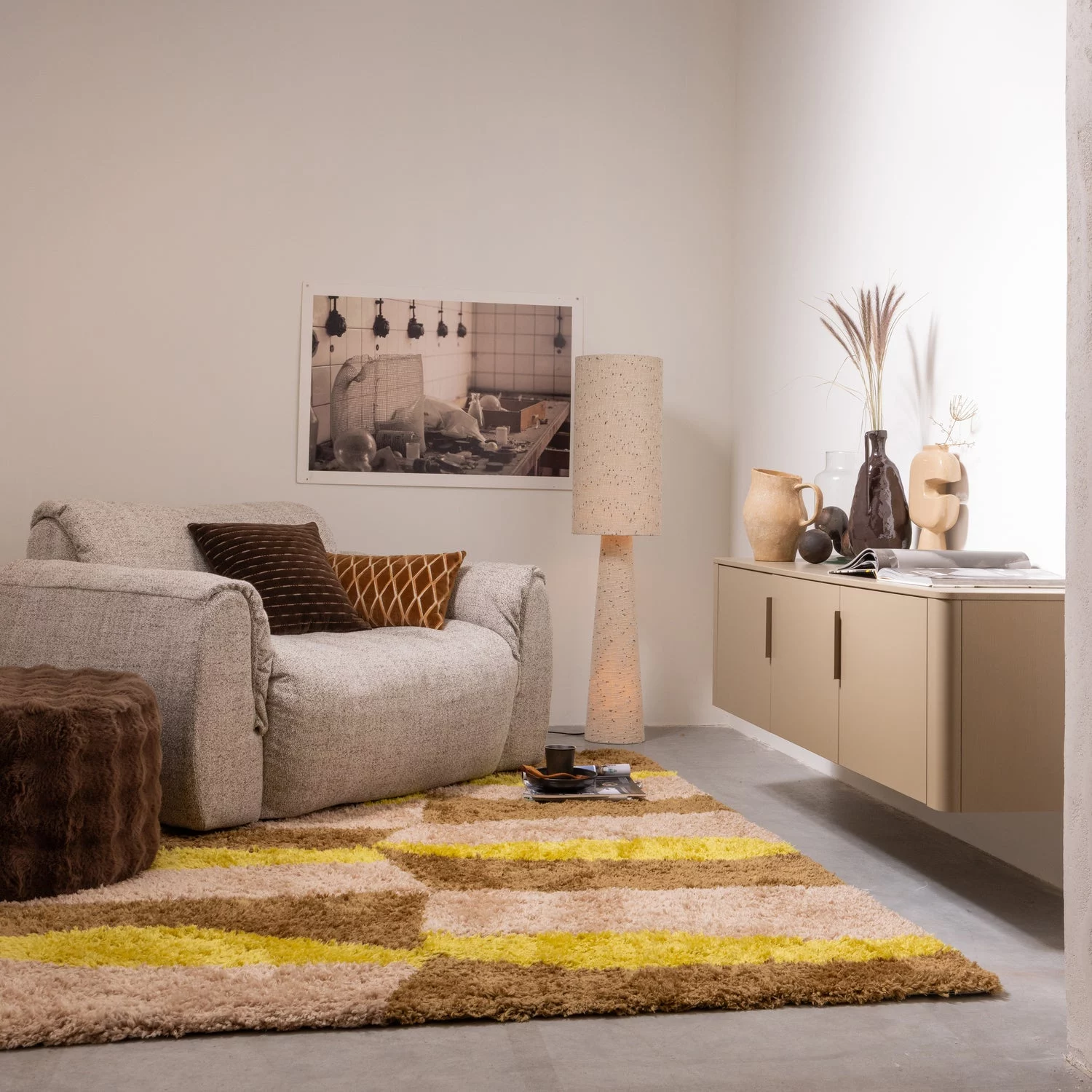 Vloerlamp Loft Bouclé Met Dessin, 130Cm - Afbeelding 3