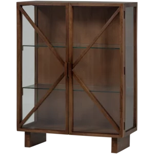 Vitrinekast Kella Mangohout En Glas, 132 X 100Cm