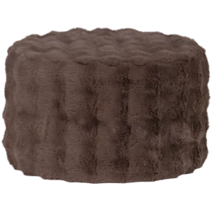 Olven Poef Laag Fluffy Stof Bruin