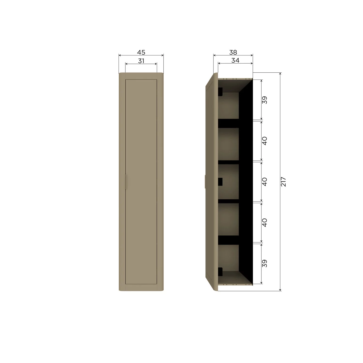 Opbergkast Gunnar Grenenhout, 217 X 45Cm - Afbeelding 8