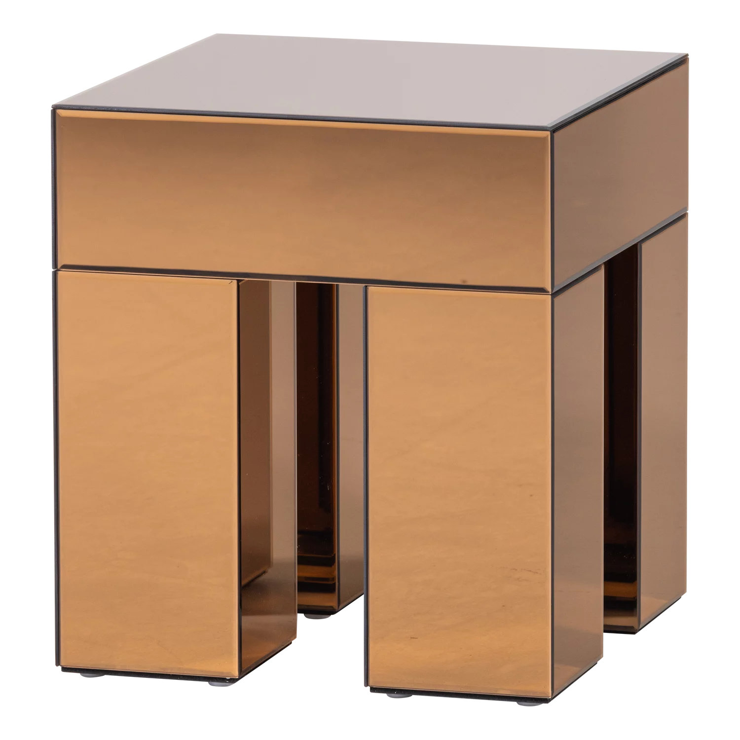 Mirrox Bijzettafel Hout Spiegelglas Bruin [Fsc]