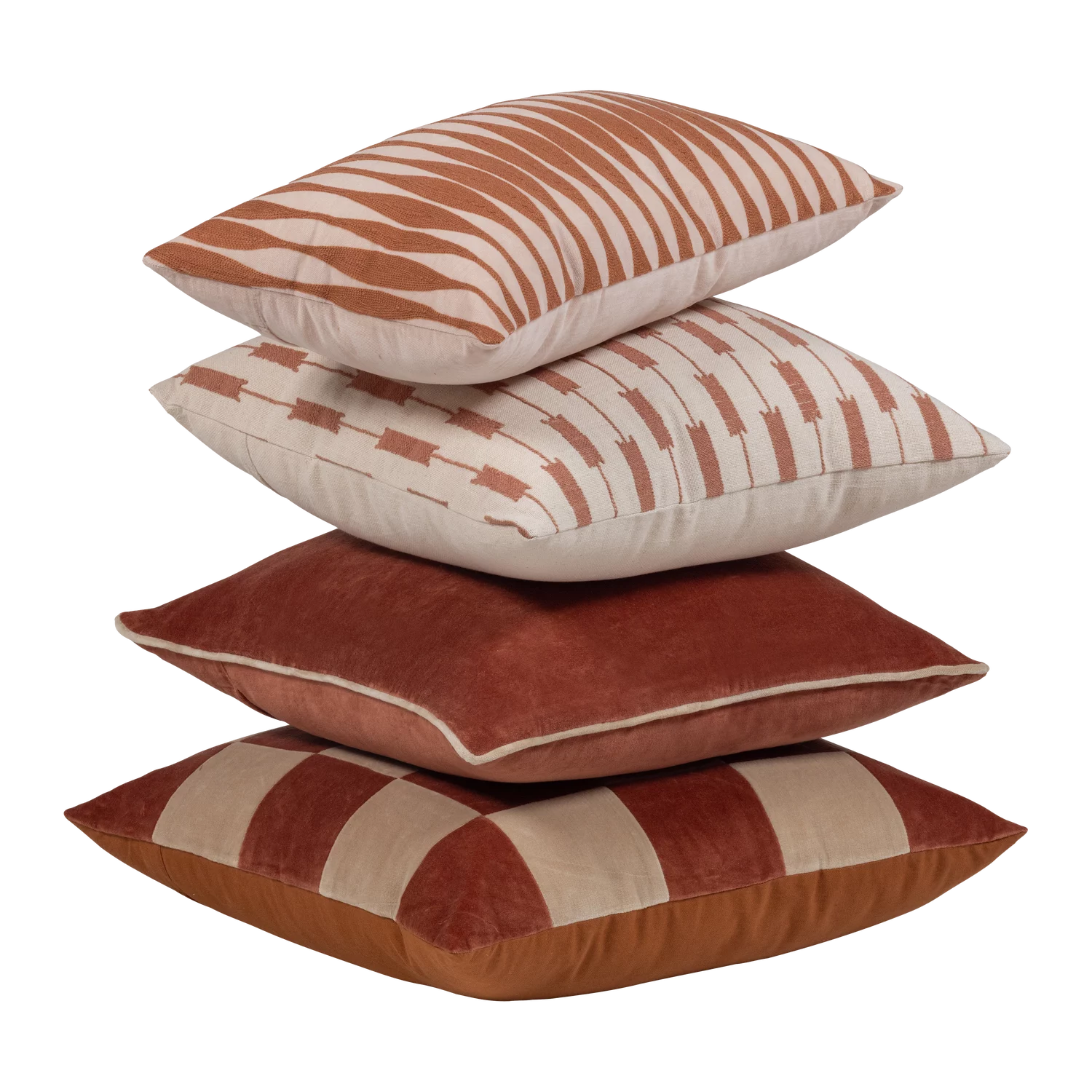 Zena Kussens Roze/Roestbruin - Set Van 4