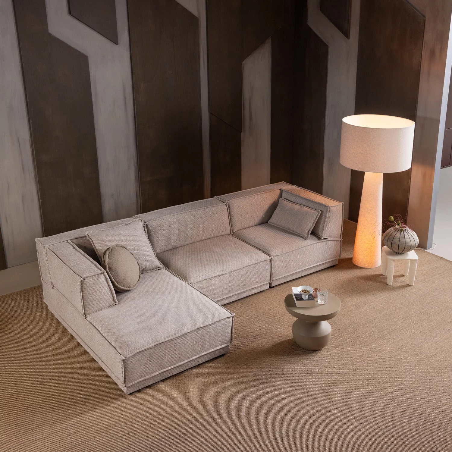 Loft Vloerlamp Xxl Metaal/Boucle Naturel 160Xo70 Cm - Afbeelding 2