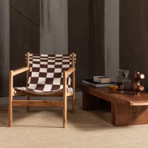 Alternative view of Zano Fauteuil Hout Bruin Met Kelim Zitting Naturel