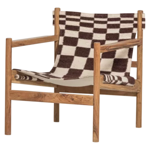 Zano Fauteuil Hout Bruin Met Kelim Zitting Naturel