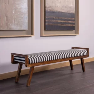 Alternative view of Valo Bankje Hout Bruin Met Streepstof Zwart/Wit