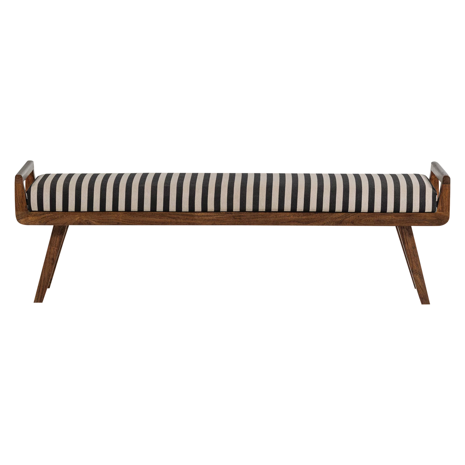 Valo Bankje Hout Bruin Met Streepstof Zwart/Wit - Afbeelding 4